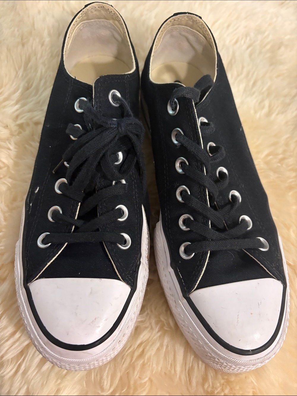 Converse Black and White Platform Low-Top Sneakers - Picture 9 of 11